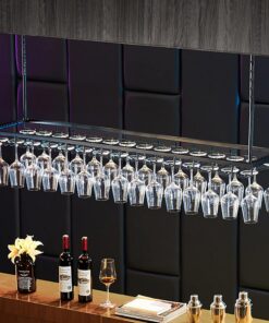 Unité de Bar Suspendue au Plafond, casier à vin de Bar, Restaurant, Porte-Bouteilles de vin Suspendu au Plafond, Noir, Support de Verre à vin Mural réglable en Hauteur pour Bars, é