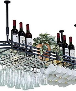 Casiers à vin, Amateurs de vin/Casier à vin de Plafond Hauteur réglable Suspendu Porte-Verres à vin Bar Creative Wine Rack Upside Down Goblet Rack Décoration de Plafond Étagère pour Bars, re