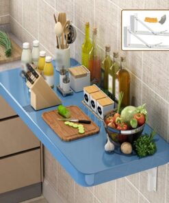 Bureau Mural Pliable Flottant Multifonctionnel pour Ordinateur/Table de Bar/établi/Table à Manger de Cuisine/Coiffeuse 4 Couleurs 21 Tailles (Bleu 60 x 40 cm)