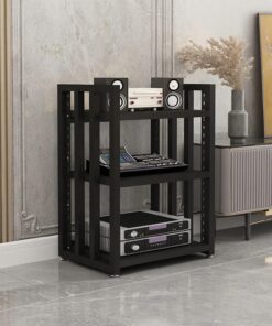 Meuble de Rangement multimédia à 3 Niveaux réglable, Rack stéréo HiFi pour Composants Audio, Montage Facile, Meuble Audio pour Salon, Salle de Jeux et Studio d'enregistrement