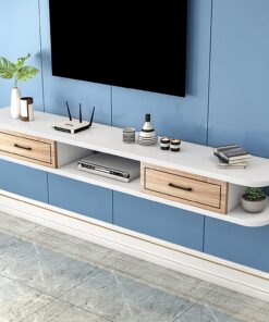 Meuble TV/Meuble TV Flottant Mural,Meuble TV Suspendu,étagère Murale,avec Tiroir Et Unité De Rangement Console Audio/vidéo Console Multimédia Console De Jeu Routeur De Boîtier De Câble