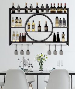 Support Mural pour Bouteilles de vin en métal Moderne, présentoir à vin Mural, Support de Rangement pour Bar, Salon, Restaurant, décoration de Fond (Taille : 39,4 x 5,9 x 31,5 pouc