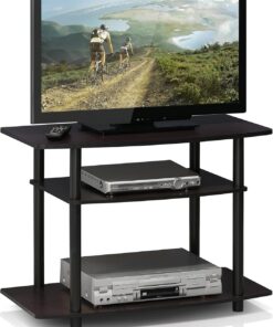 Furinno Turn-N-Tube No Tools Meubles TV à 3 Niveaux sans Outils, Noyer Foncé