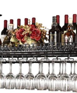 Porte-Bouteilles de vin, Support de Verre à vin, Rangement de Bouteilles de Vaisselle de Restaurant ou de café, étagère décorative en métal Flottante pour Plafond de Bar, pour Bars