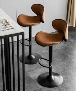 LiChA Lot de 2 tabourets de Bar pivotants réglables à Hauteur de comptoir, Hauts tabourets de Cuisine en Simili Cuir avec Dossier, chaises de Bar pour Petit-déjeuner