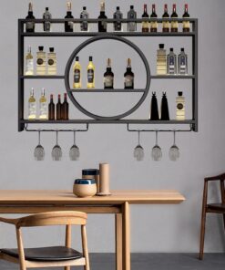 Présentoir à vin Mural, Support de Rangement pour Bar, casier à vin Mural en métal, Armoire à Cocktail, Salon, Restaurant, décoration de Fond (Taille : 39,4 x 5,9 x 31,5 Pouces, co