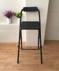 Tabouret de Bar Pliant avec Dossier Haut et Repose-Pieds pour Bistro, pub, Salle à Manger, café, Environ 65 cm (26 Pouces)