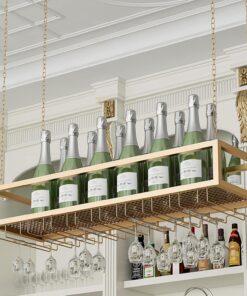 Porte-Verre à vin Suspendu en métal, Porte-Verres à Pied étagère de décoration de Plafond Porte-Bouteille de vin étagère à vin Flottante présentoir de Stockage de vin pour Bar sous