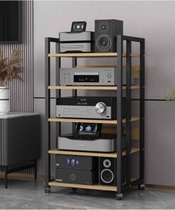 Support pour tourne-disque HIFI – Armoire multimédia AV à 4/5/6 niveaux, grande capacité, support de rangement audio pour composants de divertissement, support multimédia élégant pour home cinéma