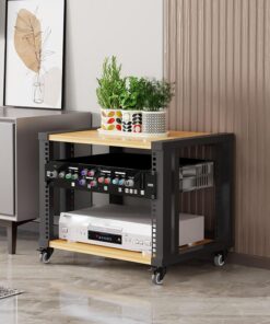 Meuble chaine hifi Rangement Audio Et Vidéo For Bureau À Domicile,Meuble hifi,étagères audio-vidéo,étagère d'armoire de tour multimédia,Support Multimédia Audio Et Vidéo D'angle For TV(C,2-layer)
