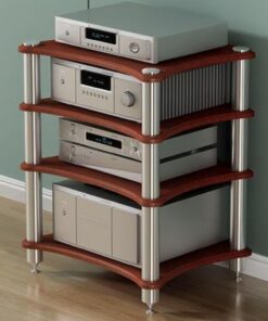 Meuble TV Audio à 4 Niveaux pour Ranger Composants stéréo, Consoles de Jeux et appareils électroniques