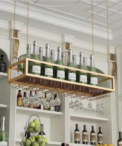 Casier à vin Suspendu au Plafond Casier à Verres à vin Porte-Bouteilles de vin en métal Présentoir à vin de Bar Flûtes à Champagne Supports à Verres à Pied pour Bar Restaurant Cuis