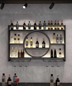 Casier à vin Mural - Étagère d'affichage multifonctionnelle pour Bar avec étagères flottantes - Unité de Stockage de vin Rustique