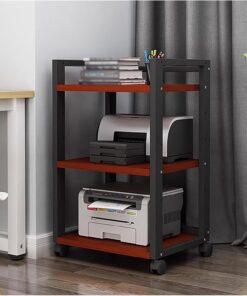 Support d'armoire stéréo pour Support d'équipement Audio-vidéo de Salon/Maison, Support de Support de composant multimédia Robuste au Sol avec étagère et Roues réglables en Hauteur (Couleur