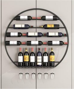 Casier à vin Mural avec Support pour Verres à vin, Rangement de Cuisine, Porte-Bouteilles de vin, étagères de Bar pour Bouteilles d'alcool, Meubles de Bar à Domicile, présentoir à