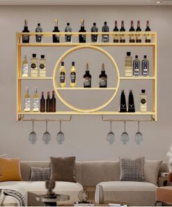 Étagère à vin en métal à Fixation Murale, Support Multifonctionnel à LED, étagères de Bar pour Mur, Support de Bouteille de vin, étagère d'affichage de Bouteille d'alcool, rangemen