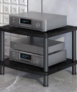 Meuble Hi FI, Meuble Rack Audio Vidéo, Cadre en Acier au Carbone, Meuble Stéréo Ouverte, Étagère TV Moderne, pour Lecteurs DVD, Accessoires TV(Nero,2 Tier 60x54x44CM)