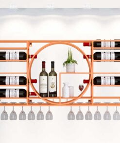Présentoir à vin Mural Moderne Étagères de Bar Étagère à vin Murale avec Support de Verre à vin Suspendu Étagère à Liqueur Étagères murales de Bar pour Bouteilles de vin Étagères en Verre Ét