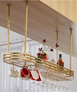 Étagère de plafond Étagères flottantes Rangement de cuisine Casier à vin, Support à verres à vin suspendu à hauteur réglable, pour bouteilles de vin, verres, plats - Idéal pour les bars, res