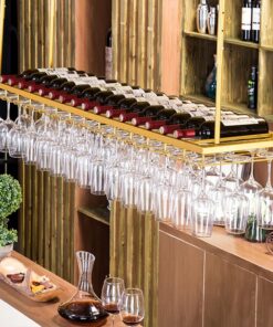 Porte-Bouteilles de vin de Plafond, Porte-Bouteilles de vin Suspendu, Porte-Verres à vin en métal LD pour Bar, Cuisine, Armoire, Hauteur et Largeur réglables (Taille : 80x30cm)