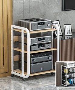 Meuble Haut-Parleur AV à 3, 4 et 5 Niveaux avec Support pour Lecteur CD ; Meuble Haut-Parleur Moderne ; Meuble Rack vidéo Multifonctionnel avec étagères réglables ; Support pour Lecteur Tour