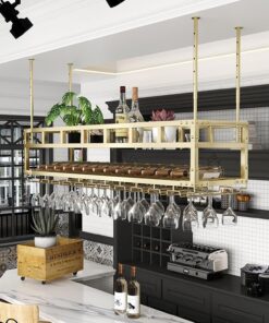Étagères de Bar Étagère à vin Étagère Murale pour Bouteilles d'alcool avec Support pour Verres à vin et Armoire Flottante légère pour Bar à Domicile, Cuisine, Salle à manger/D/60 *