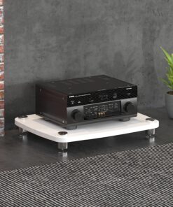 Armoire Stéréo Rack,Meuble Audio/Vidéo,Étagères Rack de Stockage Audio Vidéo,Meuble Chaine Hifi Meubles,Étagère À Disques,Convient pour LeSalon,Le Bureau,Studio D'enregistrement.(Wit,60x48x10cm)