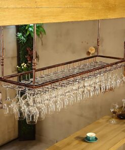 Casier à vin sur Pied pour Bouteilles de vin - Support de Plafond pour Verres à vin - Style loft rétro en Fer forgé - Hauteur réglable de 30 à 60 cm - pour Restaurant, Bar, Cuisine