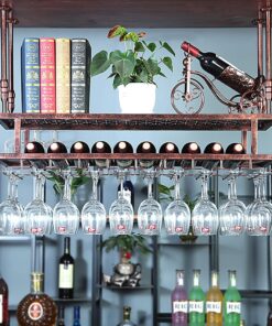Étagère à vin pour comptoir de Bar, Porte-Bouteilles à Suspendre, décoration à l'envers pour Restaurant et Bar, étagère de Rangement pour vin, Armoire Murale en Fer pour gobelet CR
