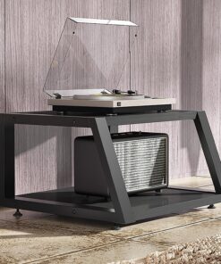 Étagère À Disques,Support Audio,Étagères Rack de Stockage Audio Vidéo,Support de Projecteur pour Support DVD,Rack Stéréo Armoire AV Moderne,Utilisé Dans le Salon,la Salle de Cinéma.(Nero,60x52x35cm)