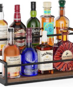 THYGIFTREE Étagère de présentation pour Bouteilles d'alcool – Étagère de Bar à 2 Niveaux avec casier à vin pour Whisky et Liqueur