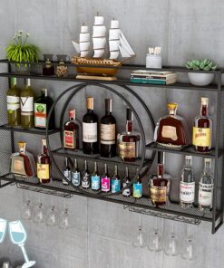 Porte-Bouteilles en métal, Support Mural pour Verres à vin, étagères flottantes pour Bar, étagère d'affichage pour Bouteilles d'alcool avec lumière LED, Mini-Bar, Supports de Range