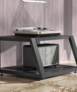 Meuble HiFi à 2/3/4 Niveaux, Meuble stéréo Multifonction, Meuble Audio Vidéo, Rangement Ouvert, Rack Audio, for la Maison/Le Bureau/Le cinéma(Nero,2-Tier)