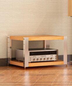 YVYKFZD Meuble HiFi à 2/3/4 niveaux, Meuble Rack Audio armoire de composants ouverte, Meuble Audio Vidéo sur pied, étagère en bois avec étagères réglables, Meuble stéréo multimédia multifonction(Walnu