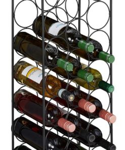 Relaxdays casier à vin, 21 Bouteilles, étagère décorative pour Cuisine, Cave et Bar, métal, HLP 88 x 33 x 20 cm, Noir