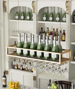Casier à vin Suspendu en métal, Support de Plafond pour Verres à vin, Support à vin inversé, Support de Verre de Bar, Porte-Bouteilles de vin de Style Simple, pour Bars, Restaurants et cuisi