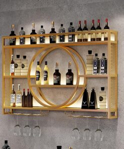 Casier à vin Mural, casier à vin Mural, Porte-Bouteilles en Fer, étagères flottantes pour Bar, étagères flottantes en métal, avec casier à vin, Convient pour la Maison, Le Bar, Le