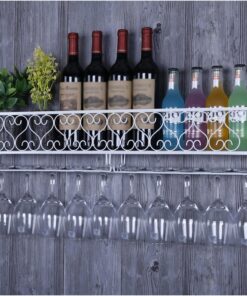 Casier à vin Mural Moderne avec Support en Verre et étagère, Support en métal pour Bouteilles de vin, étagère de Rangement, Mini-Bar, étagères à Liqueur pour la Maison, Le Bar, la