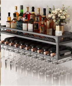 Étagères de Bar flottantes à Fixation Murale pour Bouteilles de vin, étagère de présentation pour Bouteilles d'alcool, étagères de Bar pour Bouteilles d'alcool, Support de Verre à