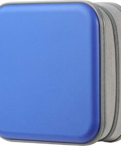 Alavisxf xx Étui CD, étui en plastique dur portable de 48 capacités avec fermeture éclair pour DVD, grand porte-disque de rangement pour voiture, maison, voyage (Bleu, capacité de 48)