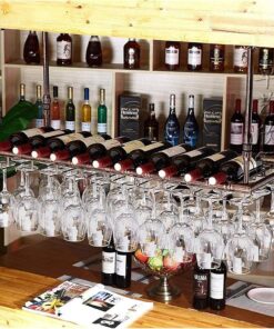 MObyat Casier à vin Suspendu au Plafond avec Support en Verre, pour Amateurs de vin, Meubles de Bar et Supports à Verres à Pied de Style Vintage, casier à vin Suspendu au Plafond, Porte-b
