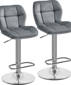 Yaheetech Lot de 2 Tabourets de Bar Réglables en Hauteur Modernes,Chaises de Bar en Velours,Tabouret Haut Pivotant à 360°,Capacité de Charge Maximale 136 kg,44 × 50,5 × 89 cm Gris Foncé
