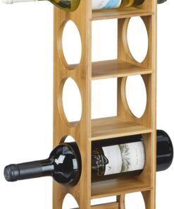 Relaxdays Étagère à vin en bambou 12 x 14 x 53 cm 5 emplacements range-bouteilles 5 étages casier à vin en bois porte-bouteilles 5 niveaux horizontal, nature, Marron