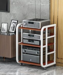 Meuble Haut-Parleur AV à 3, 4 et 5 Niveaux avec Support pour Lecteur CD ; Meuble Haut-Parleur Moderne ; Meuble Rack vidéo Multifonctionnel avec étagères réglables ; Support pour Lecteur Tour