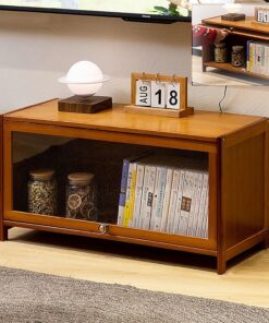Générique Table TV en Bambou avec Porte Rabattable, Centre de Divertissement, Console multimédia, Meuble TV, Petits Supports TV pour Salon, Chambre, Bureau (Taille : 80 cm/31,5 Pouces)