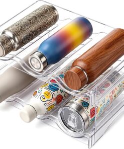 Romon Range Bouteille Vin Transparent Empilable 2 Couches, Capacité 6 Bouteilles 40 Oz, Organisateur pour Plan De Travail Cuisine Et Placard