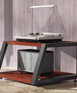 Meuble HiFi à 4 Niveaux, Meuble Rack Audio de Rangement Ouverte, Plaque épaissie, Meuble stéréo, Rack Audio avec Coussinets de Pieds réglables(Rosso,2-Tier)