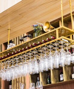 Étagère à vin pour comptoir de Bar, Porte-Bouteilles à Suspendre, décoration à l'envers pour Restaurant et Bar, étagère de Rangement pour vin, Armoire Murale en Fer pour gobelet CR