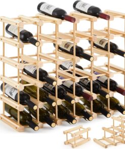 Juexica Casier à vin en bois empilable modulaire pour 36 bouteilles de vin à monter soi-même - Support de bouteille de vin pour l'intérieur de l'armoire de vin, comptoir, maison, restaurants, bars,