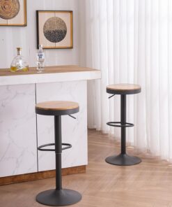 Kidol & Shellder Tabourets de Bar Lot de 2 tabourets Ronds réglables en Hauteur pour comptoir de Cuisine Pistolet pivotant Facile Gris
